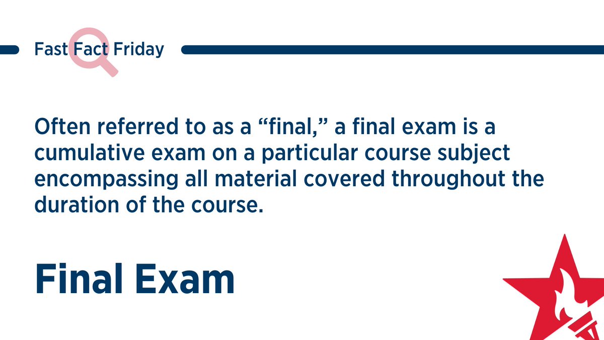 📷   Final exam:  Often referred to as a “final,” a final exam is a cumulative exam on a particular course subject encompassing all material covered throughout the duration of the course.  #FastFactFriday

#educationusakumasi #TGIF #factsfriday #Studyinusa #StudyAbroad…