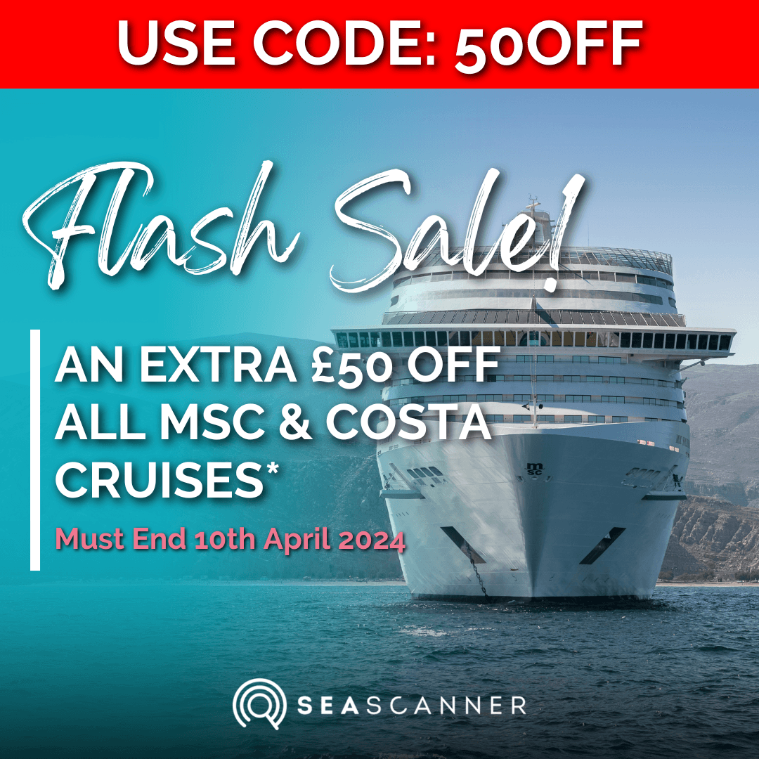 ⚡FLASH SALE! ⚡ Save an extra £50 off your cruise when you enter code 50OFF at checkout!* Hurry offer ends 10th April 2024!🏃‍♂️ 👉Treat yourself to your next cruise here - tinyurl.com/z8az43dy *T&C's apply. Offer applies to MSC and Costa Cruises.