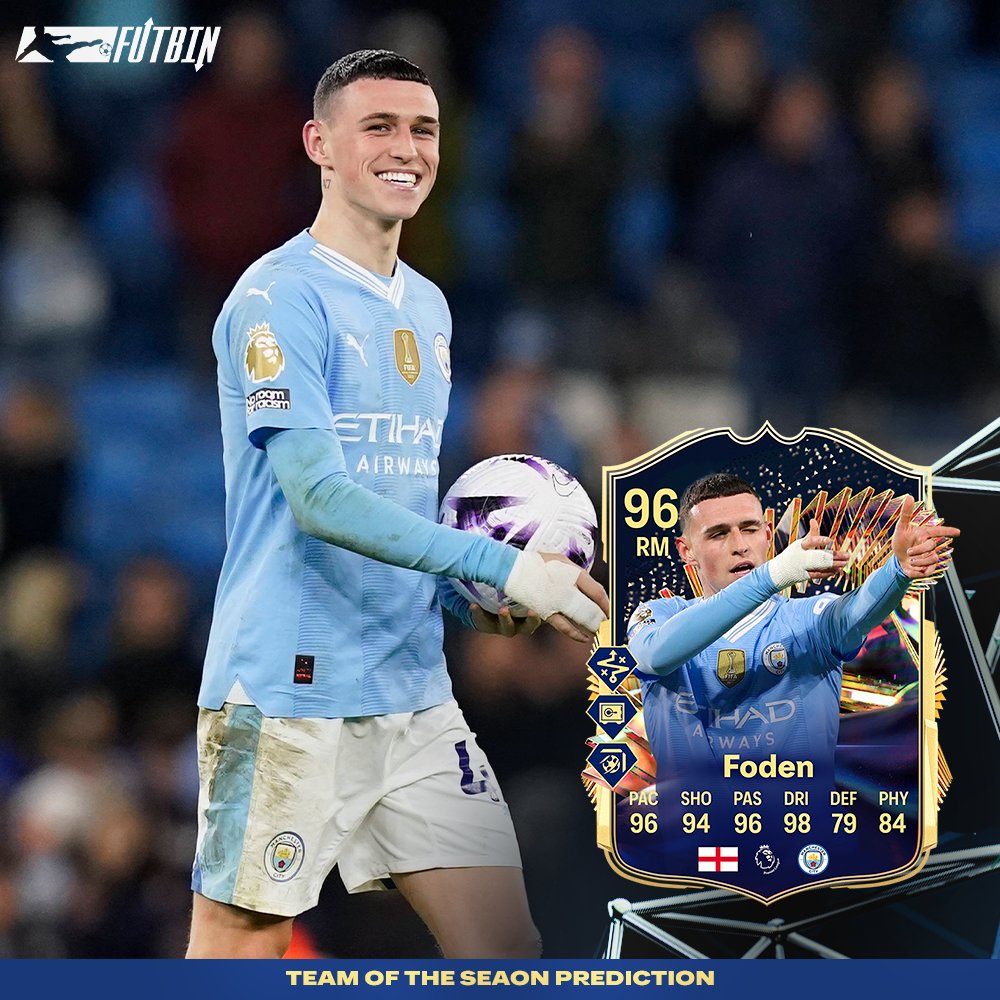 🔵 It's Team of The Season Time! TOTS is nearly here and our Premier League Predictions are in🤝 [thread🧶] 🏴󠁧󠁢󠁥󠁮󠁧󠁿 Phil Foden (14 Goals, 7 Assists)