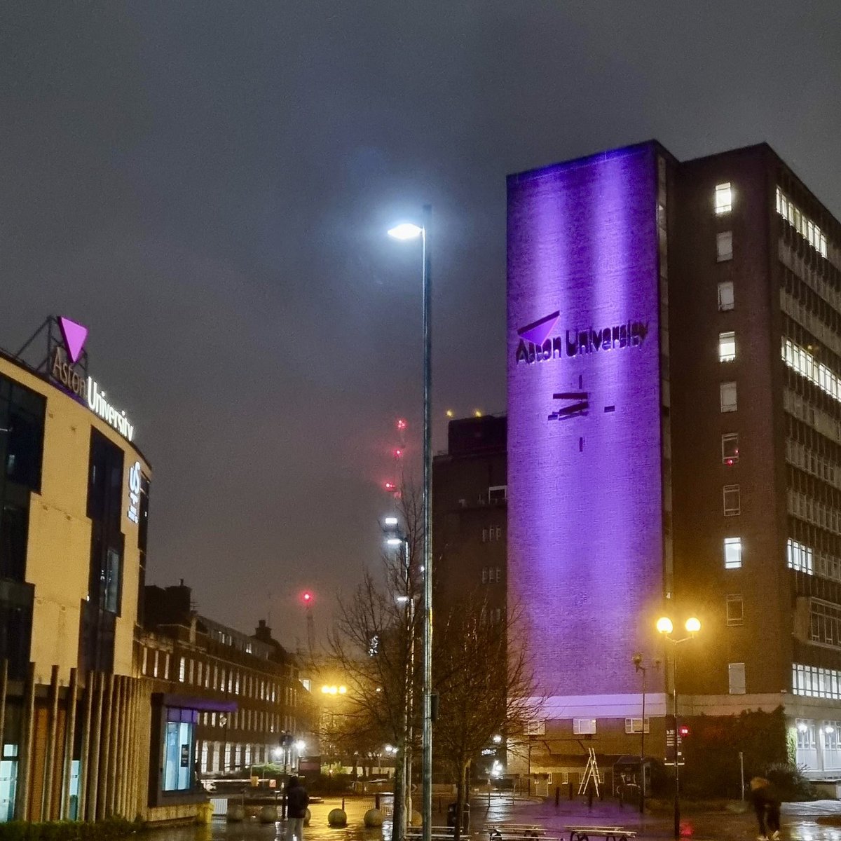 Wonderful to see our Main Building and @AstonUniversity Clock Tower lit up in Aston purple. A new beacon of light on our city campus and this part of the #Birmingham city centre. Thank you Aston Estates team for bringing this building to “life” again. @AstonAlumni @aston_union