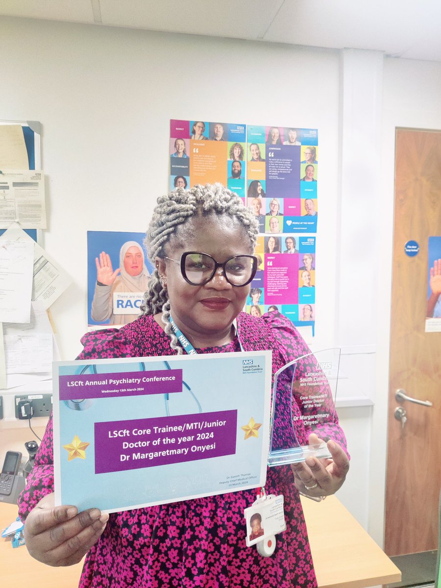 Congratulations to Dr Margaretmary Onyesi who was the winner in our Junior Doctor of the year category. Dr Onyesi is based on @Worden_Ward in Chorley and her colleagues describe her an 'exceptionally hardworking doctor always going above & beyond for patients/staff' 🥳 ⭐ 👏