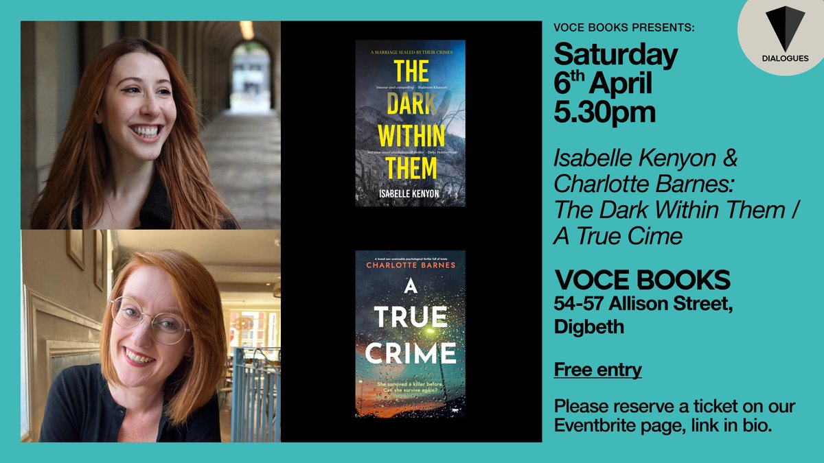 🗣️ Spend this Saturday afternoon with connoisseurs of contemporary crime fiction @kenyon_isabelle @charleyblogs discussing their latest novels 'The Dark Within Them' & 'A True Crime' with @NatalieMarlow2 leading the investigation. 🎟️ Tickets free to reserve from the link in bio