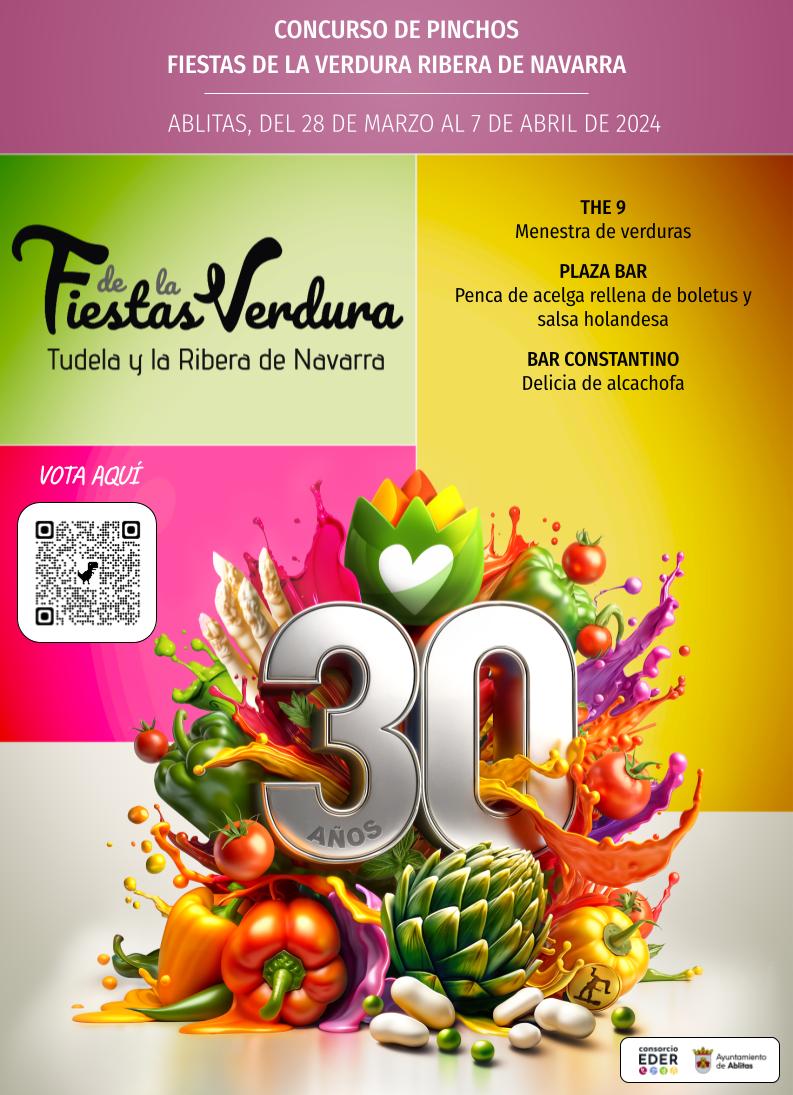 🎉 ¡Amantes de la gastronomía! 🍽️ Arranca el Concurso de Pinchos Fiestas de la Verdura Ribera de Navarra.🥒🥕 ¡Ven y disfruta de las delicias de nuestras verduras este fin de semana en #Ablitas!  

📆 Próximas fechas: 
📍Falces: 20 y 21 de abril
📍Buñuel: 4 y 5 de mayo