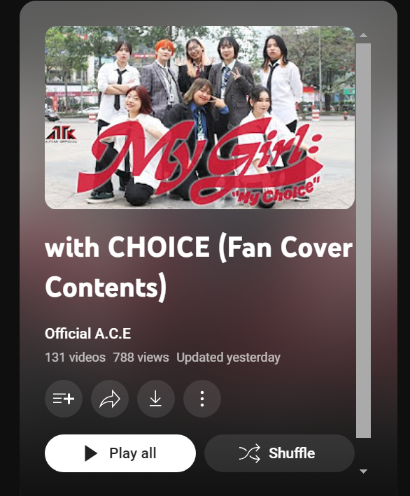 ATTAKVN's tweet photo. Our lastest video - "My Girl" dance cover has been added to playlist "with CHOICE" 🥺🥺
Thank you @BEATINT0505 and @official_ACE7 

#에이스 #ACE #MyGirl #MyChoice #이동훈 #DONGHUN #와우 #WOW #박준희 #JUNHEE #김병관 #BYEONGKWAN #강유찬 #YUCHAN #CHOICE #초이스 https://t.co/9fVrS3K5kN