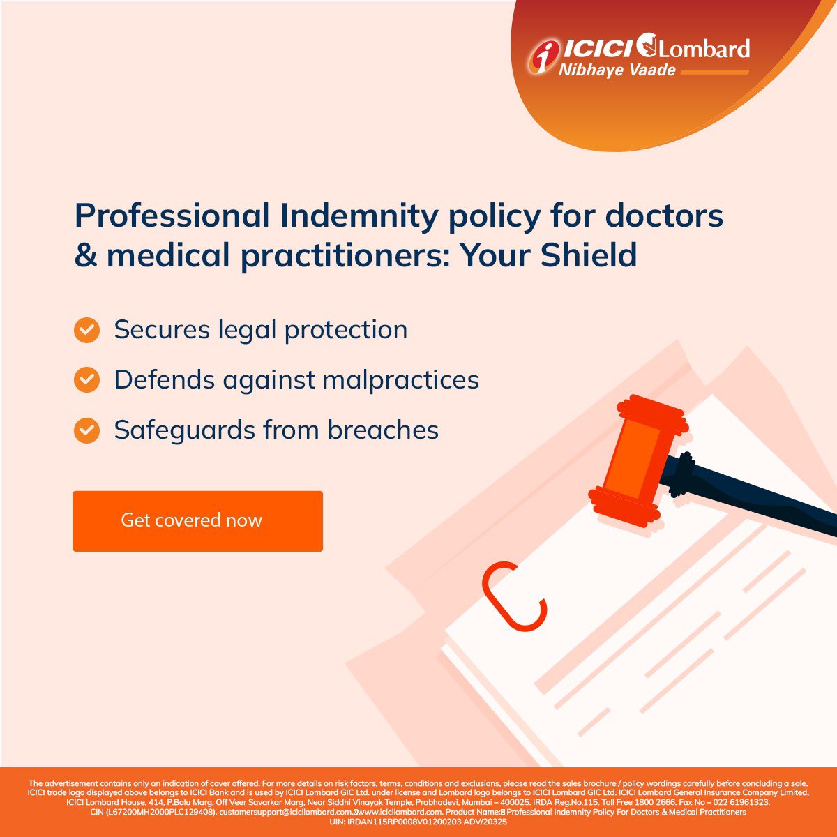 Shielding medical professionals from legal liabilities and malpractice claims, our Professional Indemnity policy offers comprehensive protection. Get covered today and secure your practice against unforeseen risks. Visit now: sme.icicilombard.com #NibhayeVaade #ICICILombard…