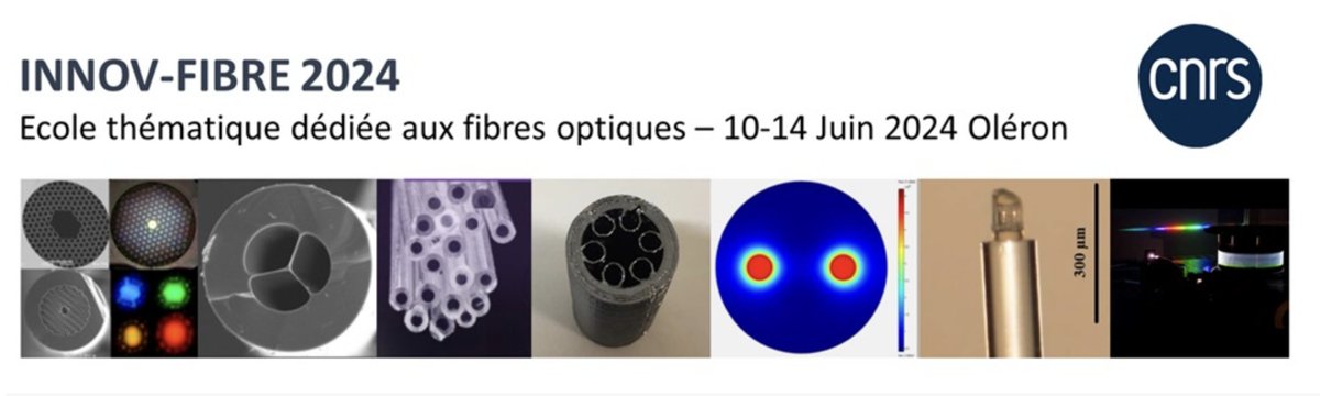 #INNOV_FIBRE_2024 L'école thématique du @CNRS dédiée aux Fibres Optiques de Spécialité (FOS), Du 10 au 14 juin 2024, Oléron - France. Organisée par le GIS GRIFON. Préinscriptions ouvertes jusqu'au 19/04/2024 : innovfibre2024.sciencesconf.org