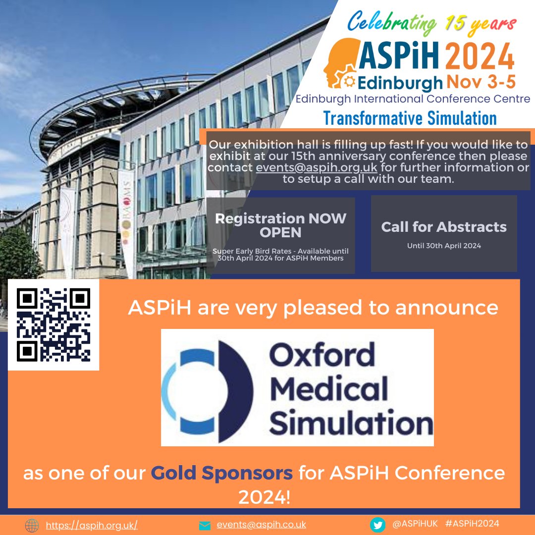 📢 Sponsorship & Exhibition Announcement @vrmedicalsim #ASPiH2024 #simulation #simulationconference