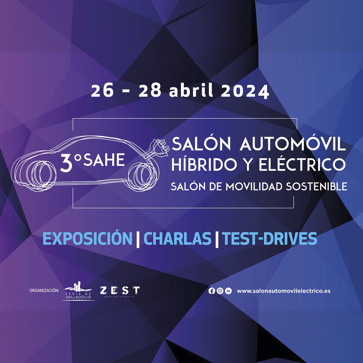 ¡Ya están disponibles las entradas para el Salón del Automóvil Híbrido y Eléctrico! Compra tus entradas anticipadas: ow.ly/Vybg50R96Nn Más info: ow.ly/Z3V550R96No #sahe2024 #SalonVehiculoElectrico #Valladolid #CochesEléctricos #CocheSostenible #VehículosSostenibles