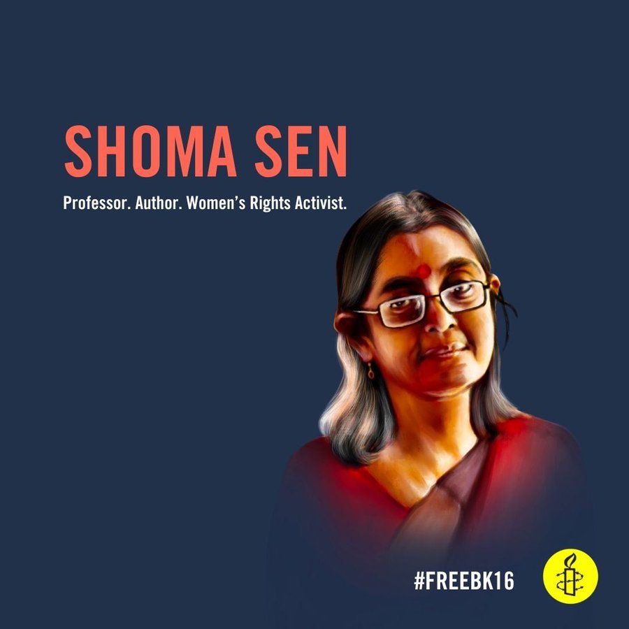 Good news! Shoma Sen, activist and professor from Nagpur University, has finally been granted bail by the Supreme Court! Shoma has been held in jail since 2018 without trial because she spoke up for the rights of the most marginalised in the country. #BhimaKoregaon16 #ShomaSen