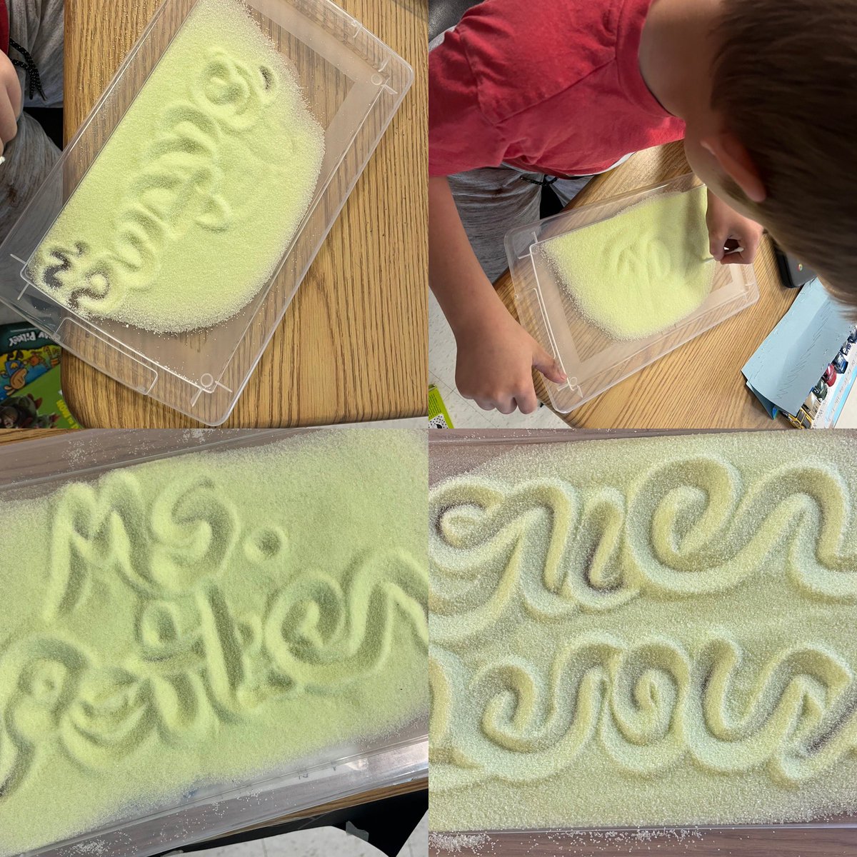 Becoming familiar with the looping and swirling of cursive writing