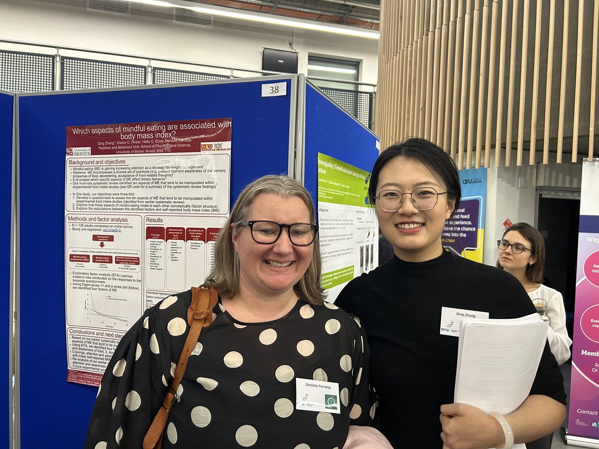 NBUBristol's tweet image. Congratulations @Qing_Zhang__  on your great poster presentation “Which aspects of mindful eating are associated with body mass index?” #BFDG2024 @NBUBristol @BristolUniPsych @FerridayDani