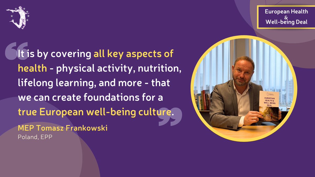 🏆 We're very happy to have MEP @TFrankowski21 as our official supporter and signatory of our European Health and Well-being Deal, standing behind our European Health and Well-being Strategy 💜 Want to become one of our supporters? Get in touch! 👐