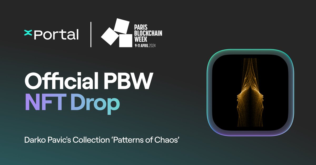 xPortalApp's tweet photo. With @signalweek just around the bend, it’s time to meet the official #PBW24 NFTs.

Part of @profKeeting’s “Patterns of Chaos” collection, sitting at the very edge where art and science collide.

Chaos theory-based generative pieces, distributed to participants via #xPortal, the event's official wallet partner.

Feeling excited yet?
