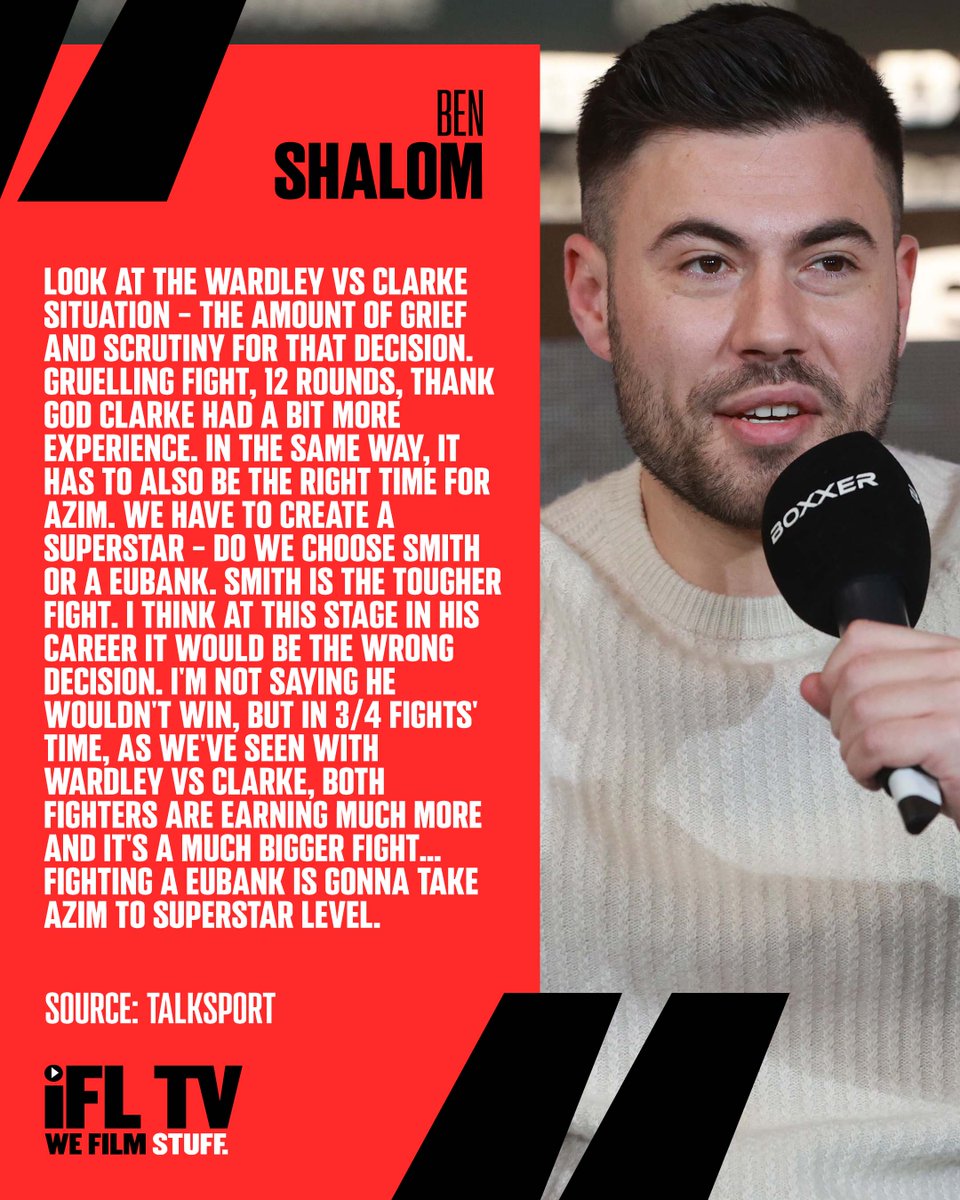 Ben Shalom has hit back at @EddieHearn's criticism following Adam Azim vacating his European title to fight Harlem Eubank instead of Dalton Smith 🗣

Thoughts? 👀

#EddieHearn | #BenShalom | #BoxingHype