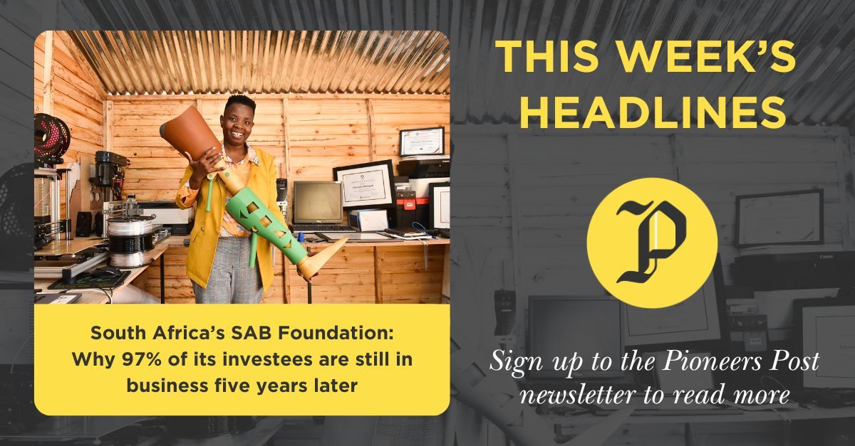 In today's Pioneers Post newsletter ✉️ 🇿🇦 Why 97% of @sabfoundationsa's investees are still in business 5 years later 🤝 @schwabfound and @echoinggreen call on businesses to team up with social innovators 🎦 #WISE100 winners share leadership lessons buff.ly/4aocoBQ