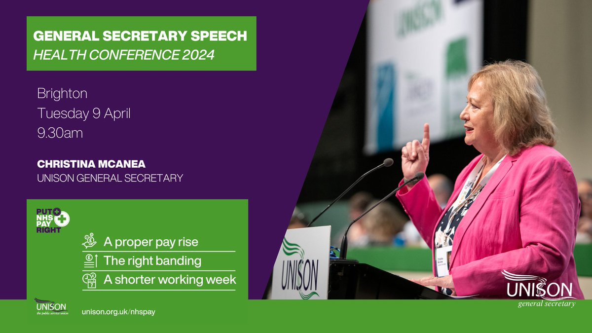 Yet again, the government has let down hundreds of thousands of workers, as the NHS pay rise is now overdue. At this crucial time for NHS staff, UNISON's conference of health members starts on Monday, and I'll be heading down to Brighton to speak to them.