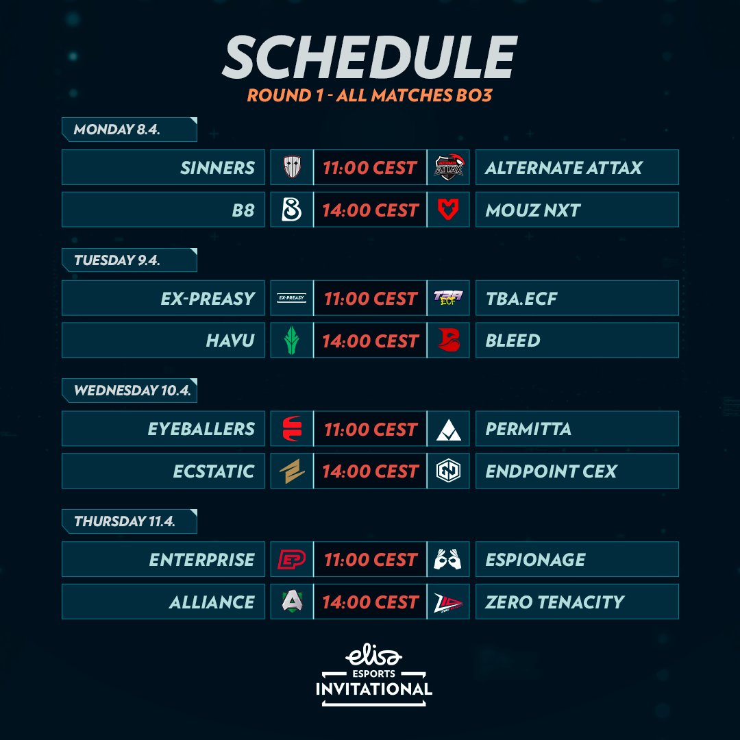 📢 Viewer's Guide: #ElisaInvitational Spring 2024 Main Swiss 🗓 Starting next week! 🤝 8 invitees + Top 8 from Contenders Stage! Schedule & matchups revealed ⬇ elisaesports.com/elisa-invitati…