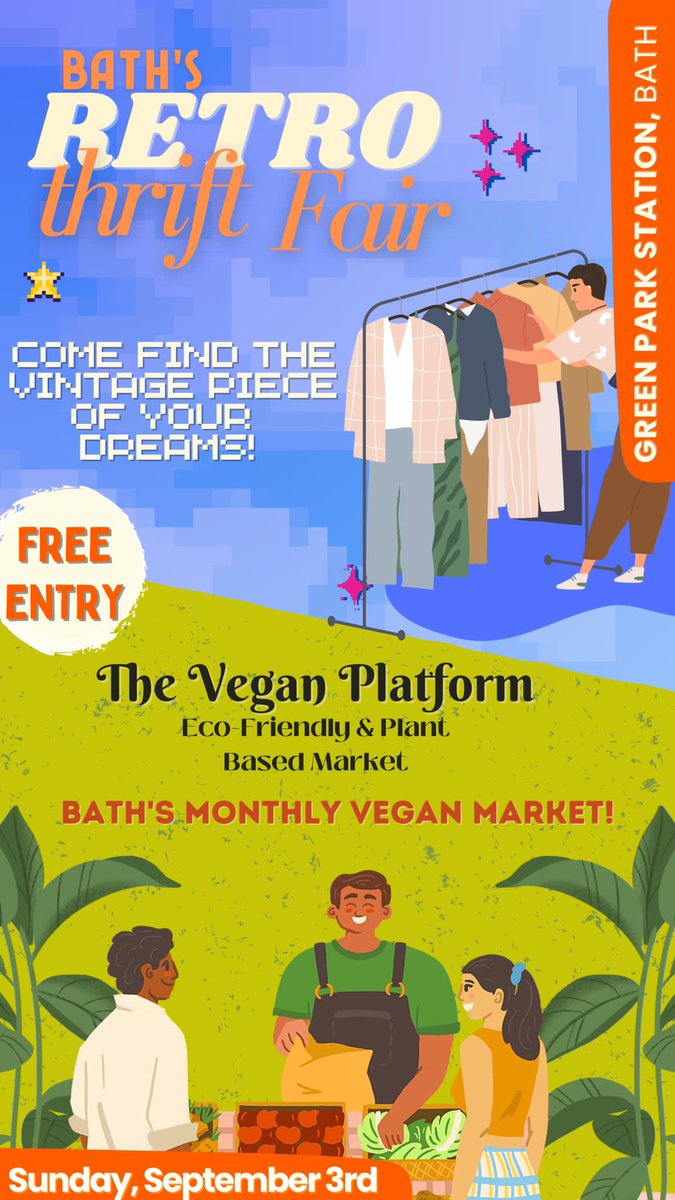 The Vegan Platform is here this Sunday, the first Sunday of each month. We also have a Retro Thrift Fair too. Come and support this market. #vegan #vintage #retro #bath #shoplocal #shoplocal