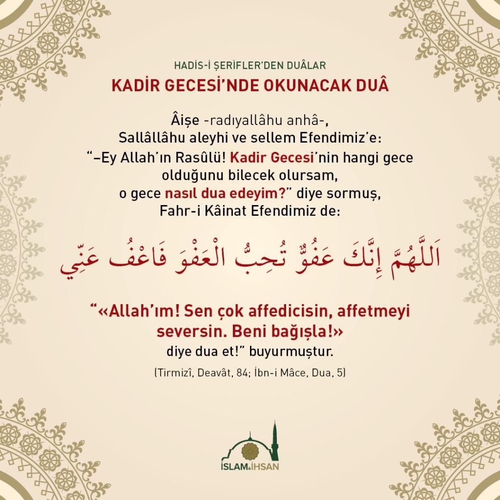 “Her gördüğünü Hızır, her geceni Kadir bil düstûruyla, bütün ömrümüzü feyizli bir Ramazan iklîmine dönüştürmeye gayret etmeliyiz.” Rabbimiz, vermiş olduğu her türlü nimetin kadrini bilenlerden eylesin... #KadirGecesi