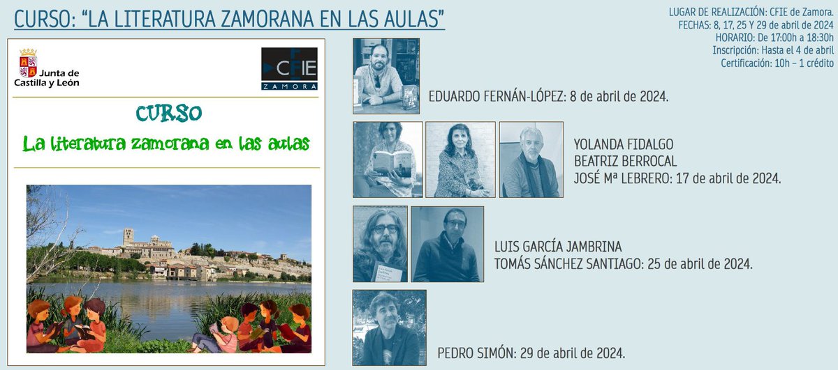 Te esperamos el 08 de abril en el <a href="/cfiezamora/">CFIE de Zamora</a> para comenzar el curso: "La literatura zamorana en las aulas" con escritores y escritoras de la provincia. ¿Estás preparado para disfrutar? Docentes y alumnado trabajando la lectura con diferentes propuestas porque #ZamoraLee y mucho.