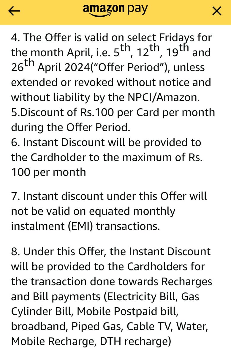 iSatishAgarwal's tweet photo. 20% off on Amazon via Rupay Platinum Debit Card 💳

🌟20% off upto ₹100 per Card pm
🌟Valid on Mobile/DTH Recharges
🌟Valid on Bill payments
🌟Offer extended on all Fridays
🌟Just paid Gas bill at ₹100 off 🤭

Like ❤️ n RT ♻️, if useful
Follow me @iSatishAgarwal for more https://t.co/KFGrewxZVe