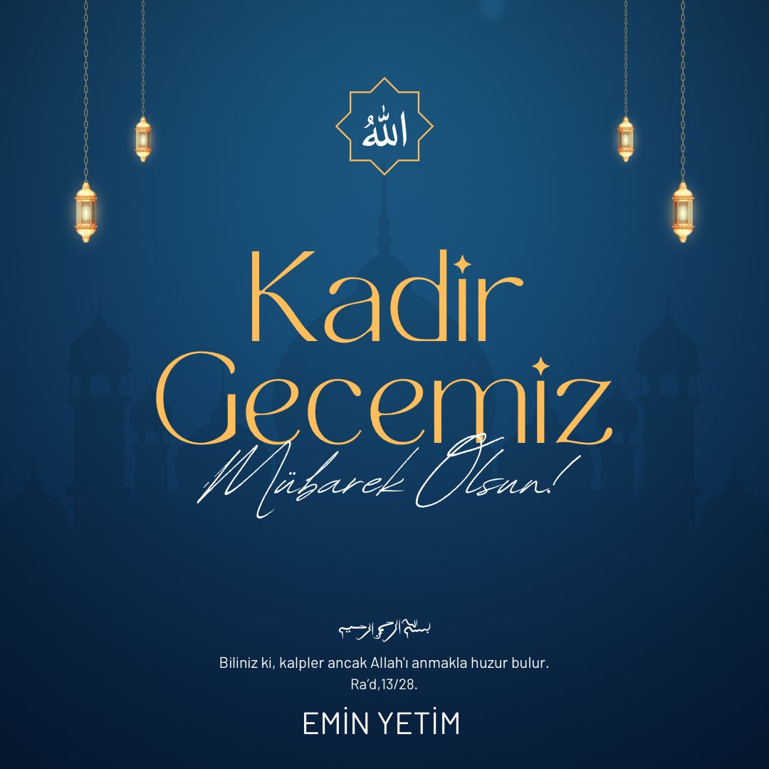 Mübarek Kadir Gecemizin bütün İslam âlemi için hayırlara vesile olmasını Cenab-ı Allah’tan niyaz ederim. #KadirGecesi