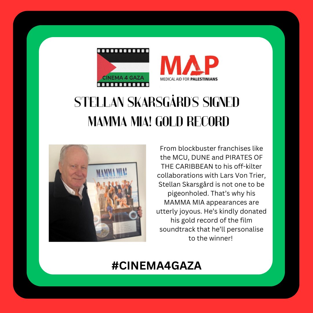 You've helped us raise over £70K FOR @MedicalAidPal and we think we can get to £100K. These new @Cinema4Gaza lots might help from... STELLAN SKARSGARD! AYO EDEBIRI! JULIET STEVENSON! EMMA SELIGMAN! NADIRA AMRANI! SHAHEEN BAIG & MORE! GO GO GO! uk.givergy.com/cinemaforgaza/…