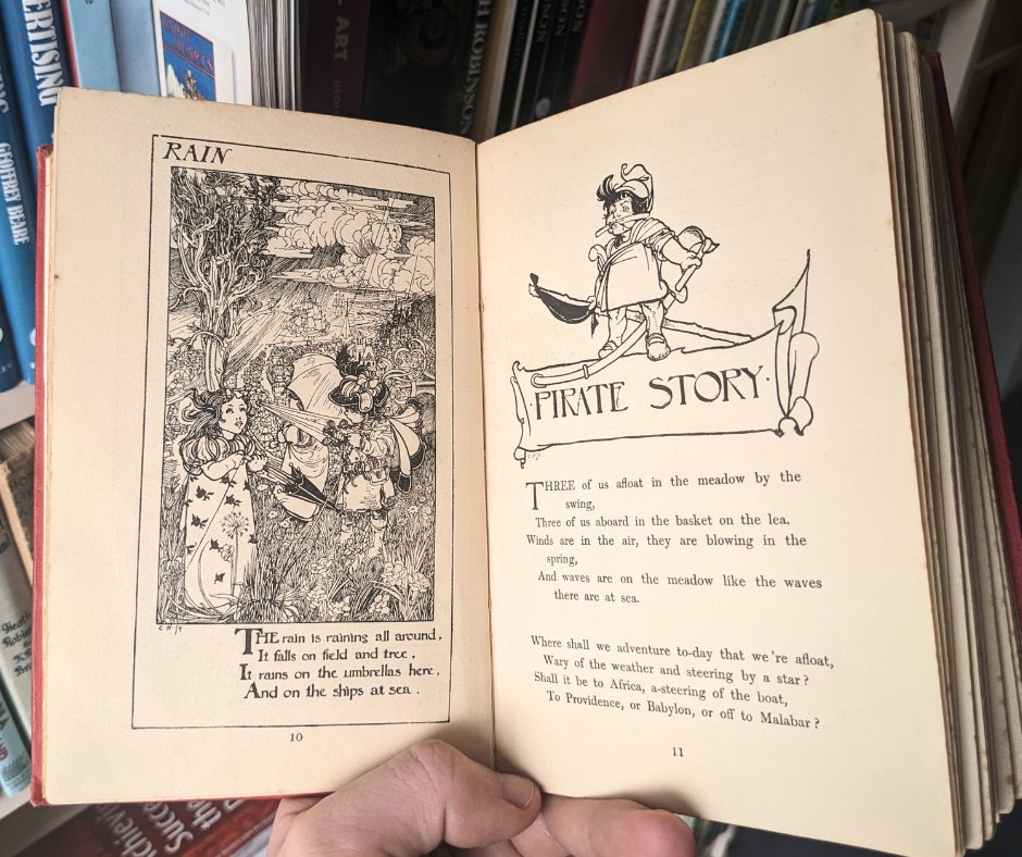 We've been going through our personal library and found a copy of 'A Child's Garden of Verses' by R.L.Stevenson. It's a fun little read and has gorgeous illustrations throughout by Charles Robinson, Heath Robinson's elder brother. #WorldBookDay #RLStevenson #CharlesRobinson