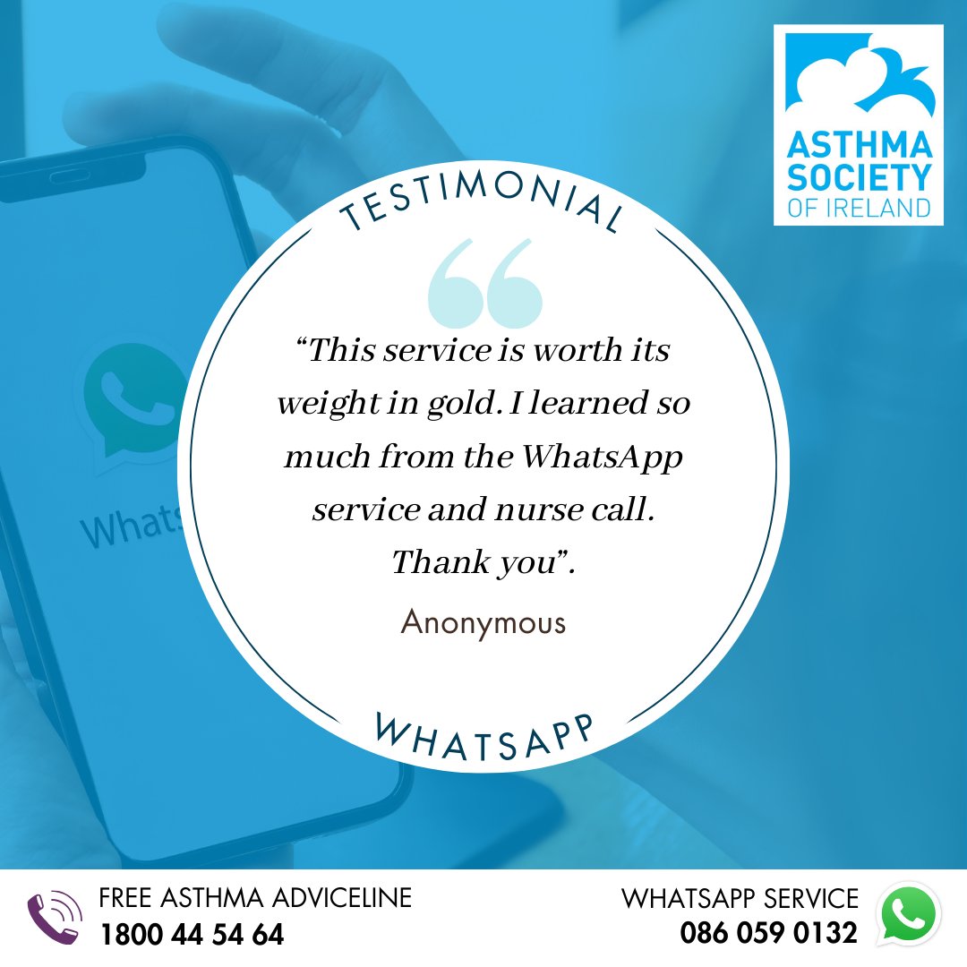 🌟 We're deeply grateful to the wonderful members of our community who have shared their experiences with our Asthma Society WhatsApp service! Your testimonials inspire us every day to continue providing support and guidance to those living with #asthma. #AsthmaSociety