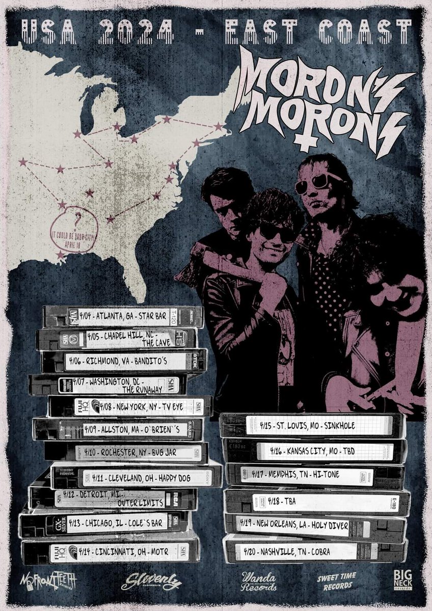 Straight outta WARSAW, Moron's Morons have landed in the U.S. to soil themselves all over stages from Atlanta to Nashville! Don't miss these nutballs, they brought their great show all the way over from Poland! slovenly.com/artist/morons-…