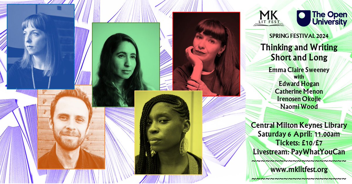 Excited to announce for #MKLitfest in-person series this Saturday, April 6th! Livestream option now available for Panel event - £PayWhatYouCan tickets available with a suggested but optional £5 donation. Tickets can be found at - mklitfest.org/thinking-writi…
