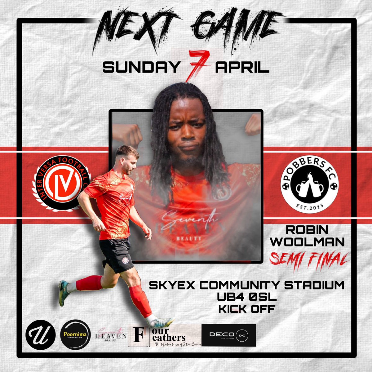 🚨🚨🚨ATTENTION🚨🚨🚨

Sunday we battle it out again with <a href="/PobbersFC/">Pobbers FC</a> for a ticket to a cup final

Get yourselves down to watch if your free 👺
