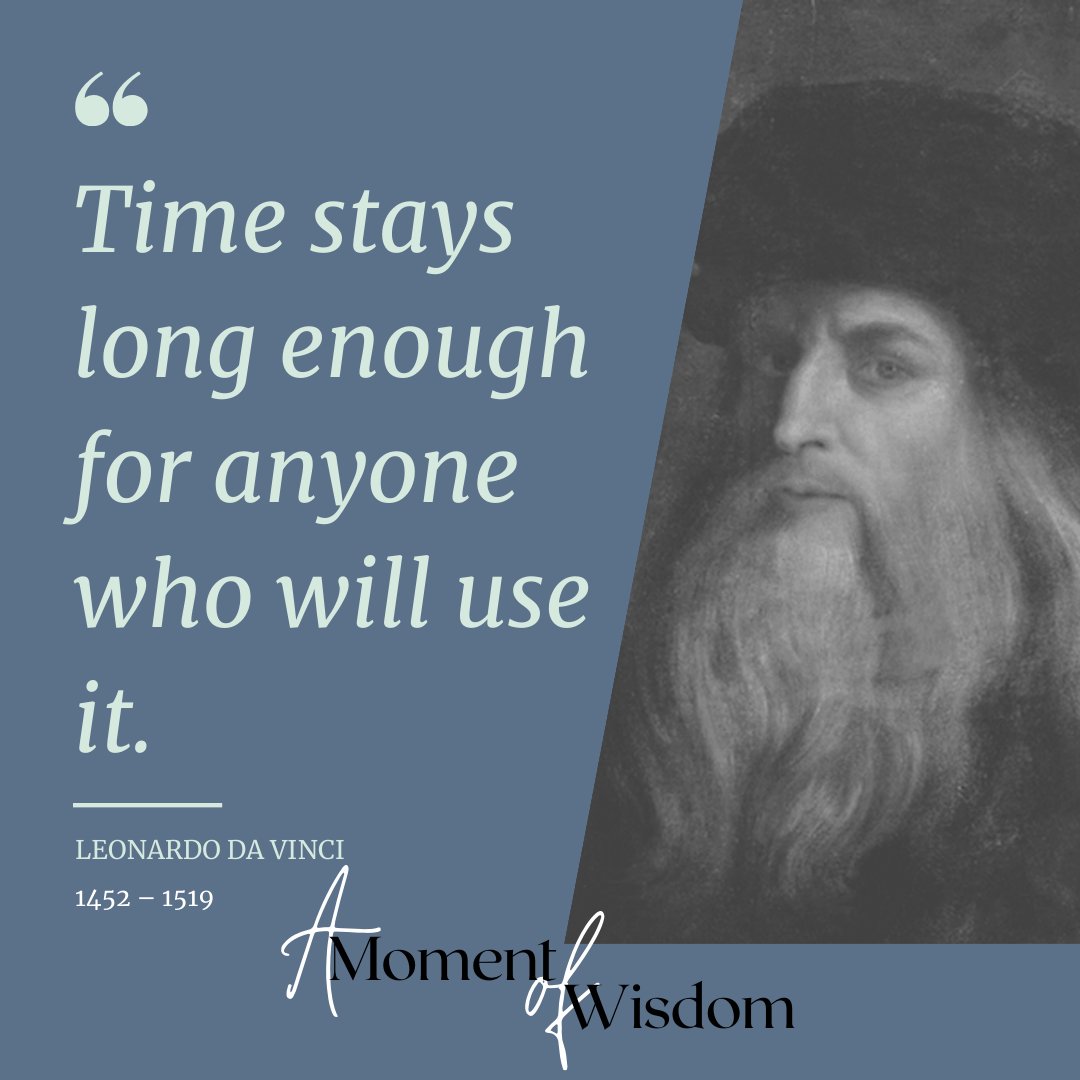 It did for him, it could for you.

#LeonardoDaVinci
#DaVinci
#MakeTimeCount
#UseYourTimeWisely
#TimeAbundant
#SeizeTheMoment
#ProductivityBoost
#DoItNowMotivator
#NoProcrastination
#LiveIntentional
#DreamBiggerActFaster
#UnlockYourPotential