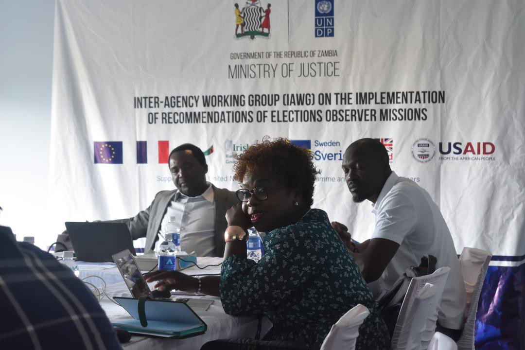Together w/ @JusticeZambia, @ZambiaElections & @zambia_law, we kick off day 2️⃣ of the Inter-Agency Working Group deliberations on recs from Election Observer Missions, determining institutional responsibility for each of the rec, to enhance the integrity of the electoral process.