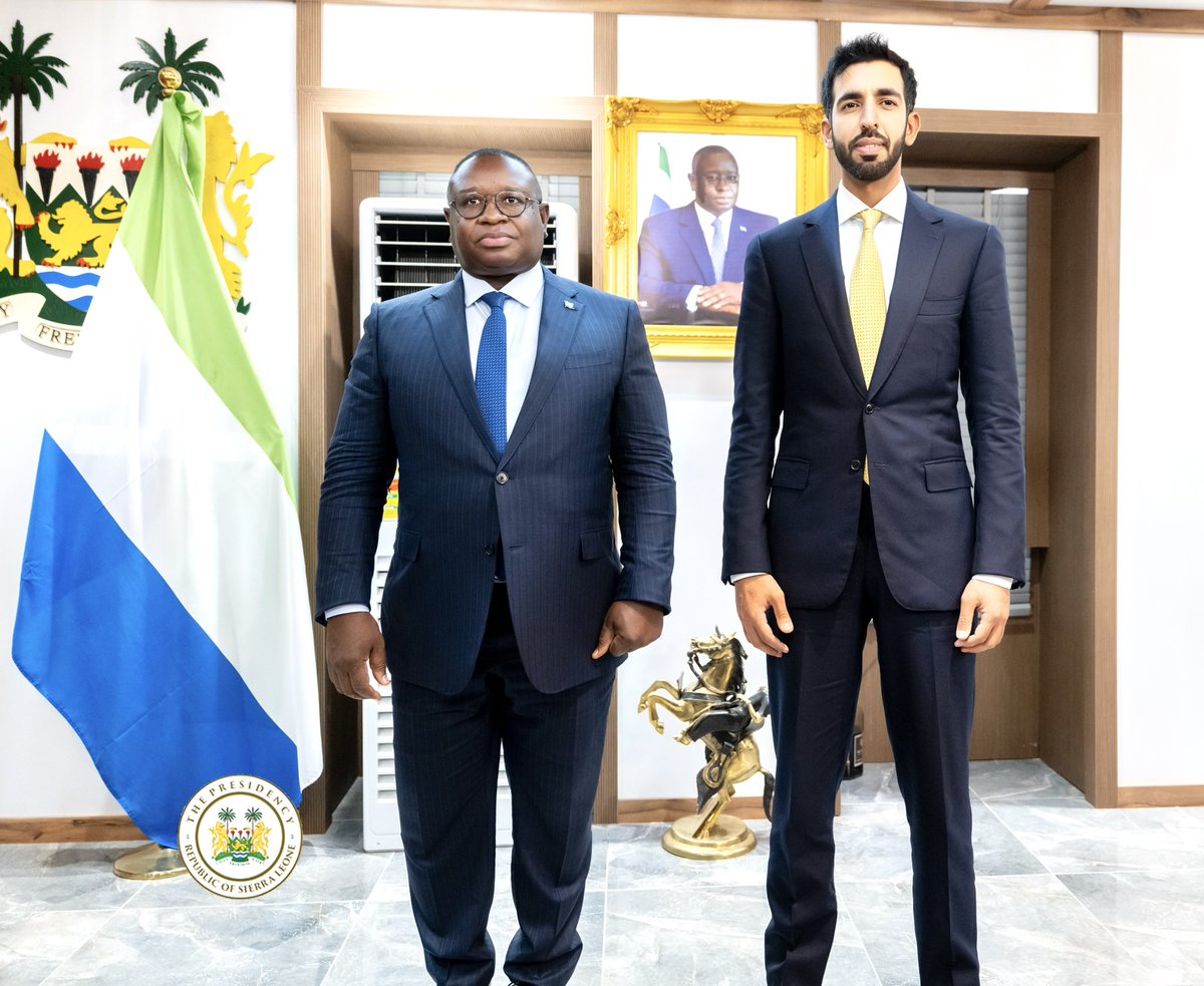 His Excellency @PresidentBio, on Thursday, April 04, 2024, received the Minister of State in the Ministry of Foreign Affairs of the United Arab Emirates (UAE), His Excellency Sheikh Shakboot Nahyan Al Nahyan, at the State House in #Freetown. The Minister of State is in…