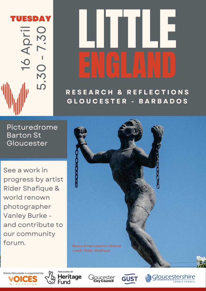 An important opportunity to experience work in progress on a very special project … Join us for a conversation about an initiative inspired by a ‘slave song’ held in Gloucester archives - Beating Back the Past, led by artists Rider Shafique and Vanley Burke.