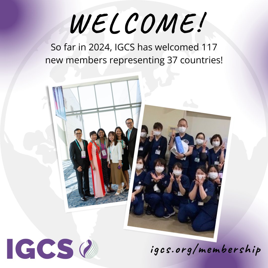 So far in 2024, IGCS has welcomed 117 new members representing 37 countries! Welcome to the largest international society dedicated to gynecologic cancers! Not a member? Join us today! igcs.org/membership/