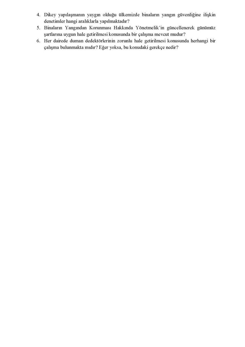 “2023 yılında Türkiye genelinde ev, iş yeri ve kamu hizmet binalarında kaç adet yangın meydana gelmiştir?

İlgili yönetmeliğin güncellenerek günümüz şartlarına uygun hale getirilmesi konusunda bir çalışma mevcut mudur?”

Milletvekilimiz <a href="/RizvanogluEvrim/">Evrim Rızvanoğlu</a> İçişleri Bakanı’na sordu.