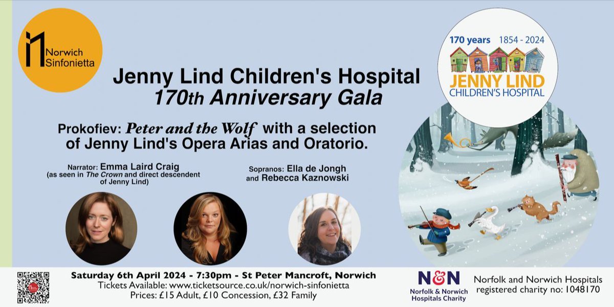 Don't miss the amazing Peter and the Wolf performance tomorrow for the Jenny Lind Children's Hospital's gala 170th birthday concert here at Peter Mancroft at 7.00pm.  Still some tickets available from Norwich Sinfonietta website.