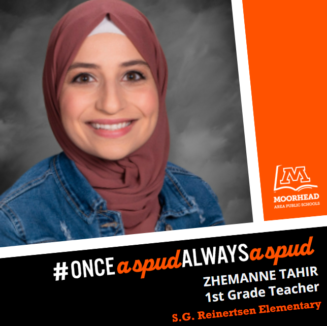 It’s time to recognize our team! This week’s staff member is Zhemanne Tahir, a 1st Grade Teacher at S.G. Reinertsen Elementary. 🧡 Thank you for everything you do. 👏👏👏 #OnceASpudAlwaysASpud