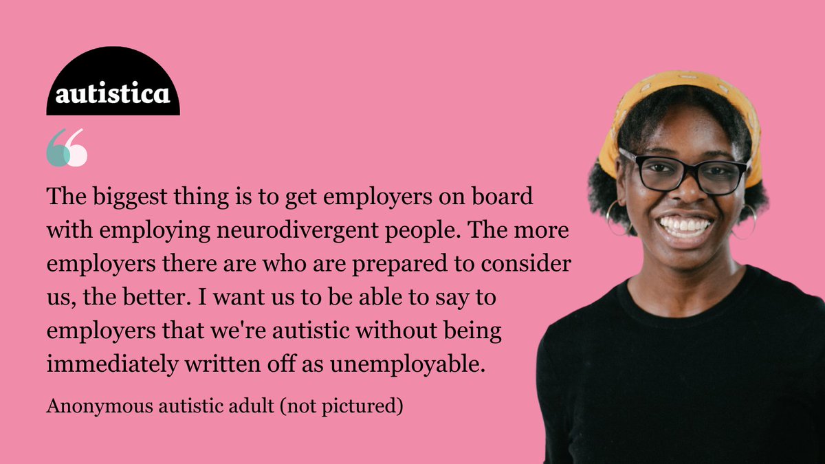 Although they have a lot to offer, many neurodivergent people struggle to find work. This #AutismAcceptanceWeek we're supporting organisational-led change to boost employment opportunities for neurodivergent people. Find out more: autistica.org.uk/get-involved/e…