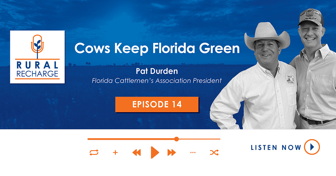 Ready for another episode of the Rural Recharge? Link to listen below for this enlightening conversation on how #CowsKeepFloridaGreen and other pieces of the Florida Ag story. #VoiceOfAg #TiedToAg #FarmBureauFriday loom.ly/FuUmNuQ
