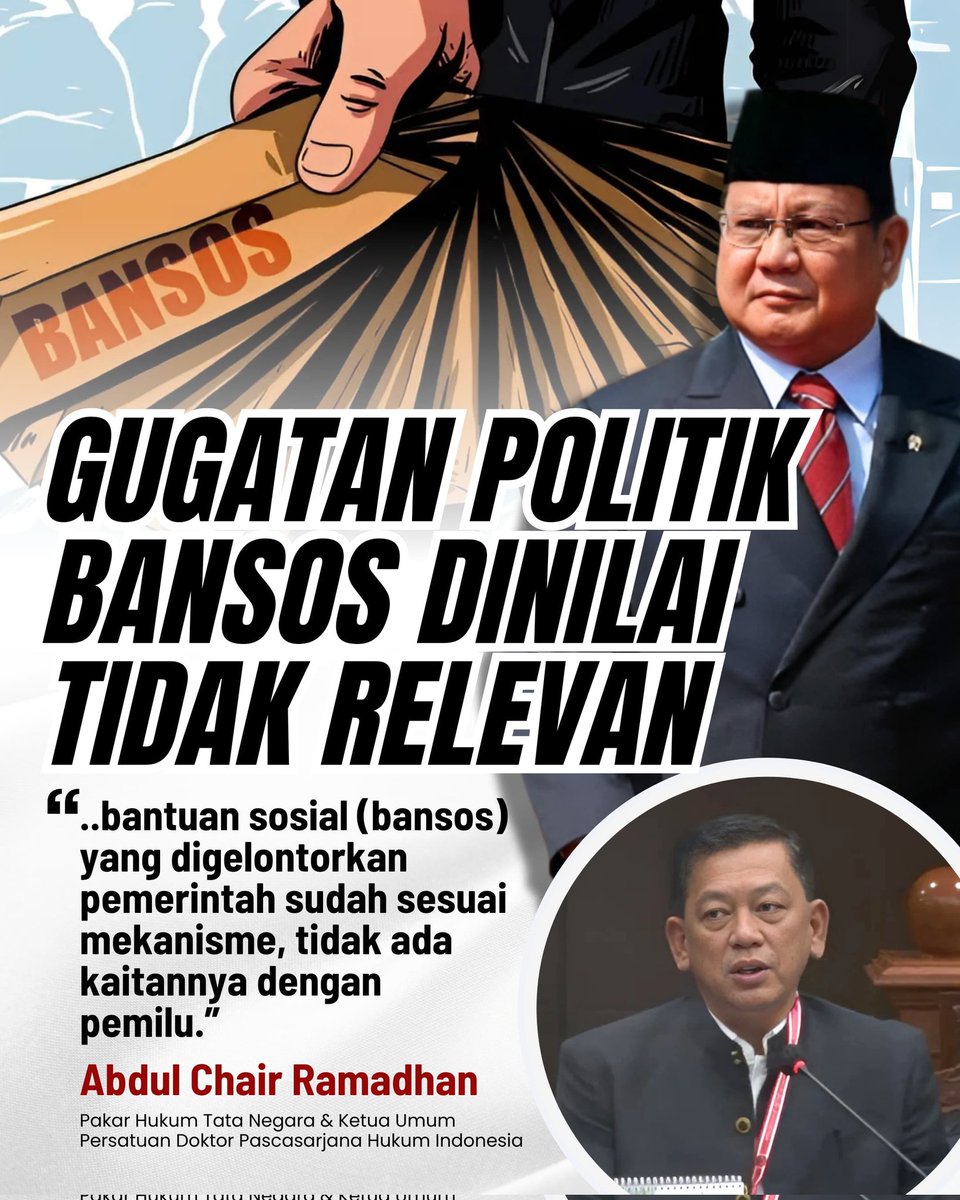 Mekanisme distribusi bansos pastinya sudah sesuai, adapun dugaan pemohon saya kira sangat tidak relevan.
#GugatanNgawur