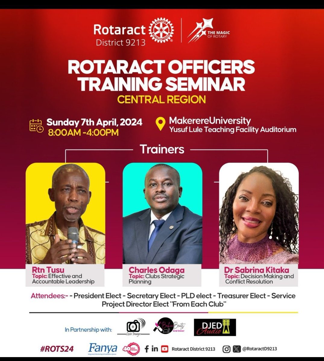 Our very own Tusu will be hosted as a trainer at @RotaractD9213 #ROTS24 Central region this Sunday at @Makerere sharing insights about a very interesting topic. #RCKNImpacts