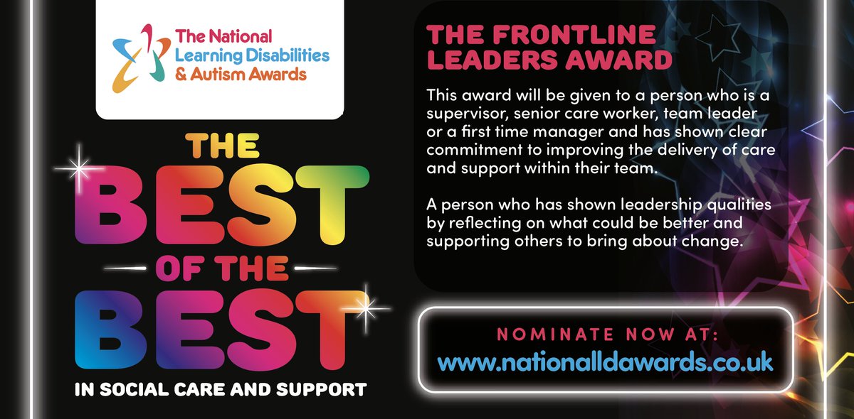 Calling all FRONTLINE LEADERS! This award will be given to a person who is a supervisor, senior care worker team leader or a first time manager and has shown clear commitment to improving the delivery of care and support. Nominate bit.ly/2kAkRuQ #ThankYouSocialCare