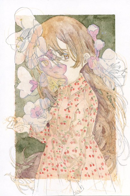 「brown hair strawberry print」 illustration images(Latest)