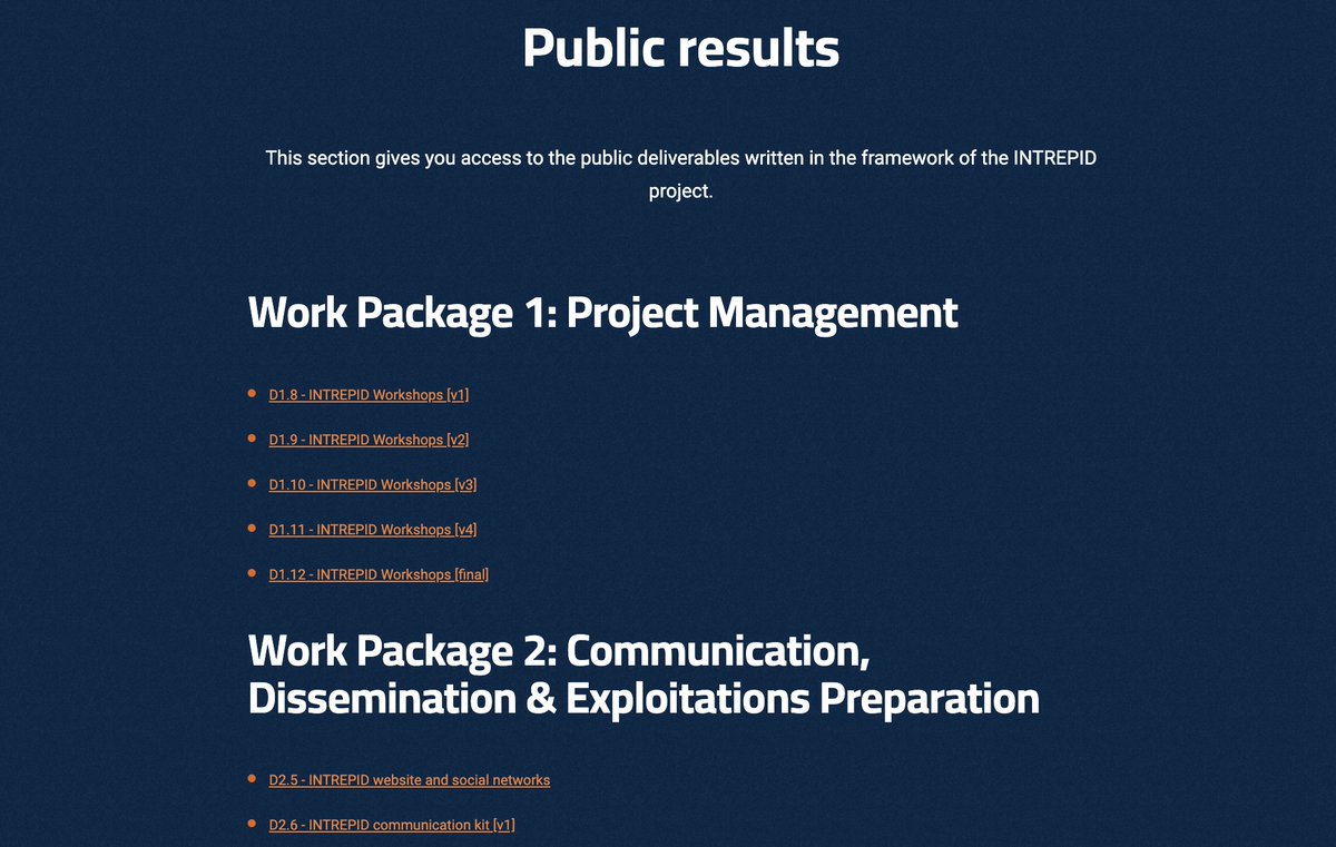 🔎 Want to find out more about the INTREPID project?
📚 Find all the public results on this link
intrepid-project.eu/public-results
#H2020 #EUSecurityResearch