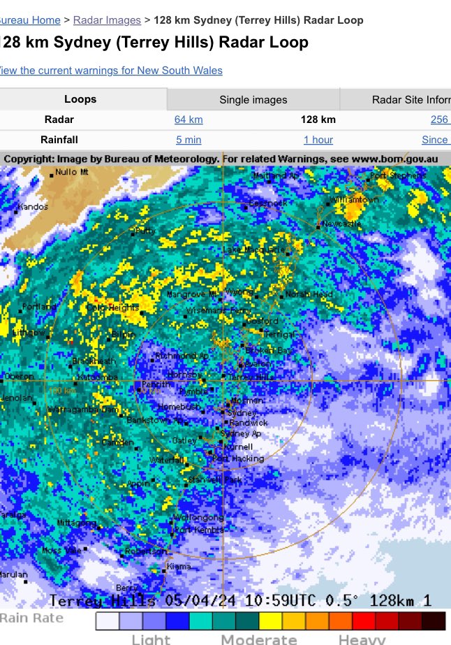 JoshHoltTEN's tweet image. Has the Sydney (Observatory Hill) rain gauge stopped working?
Total has not moved since 4pm and the rain has not stopped. 🤔😬