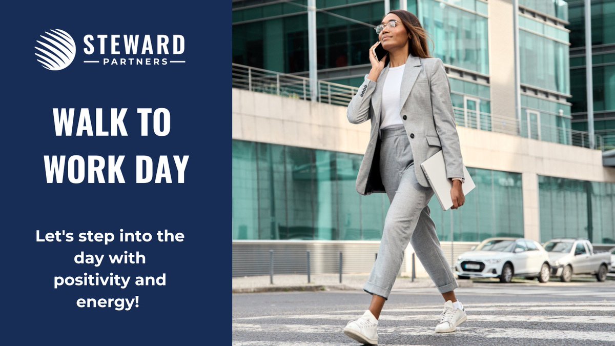 Happy #WalktoWorkDay from all of us at Steward Partners! Lace up your shoes and join us in celebrating this #ecofriendly tradition. Whether you're walking to the office or #workingfromhome, take a moment to enjoy the fresh air and movement today.