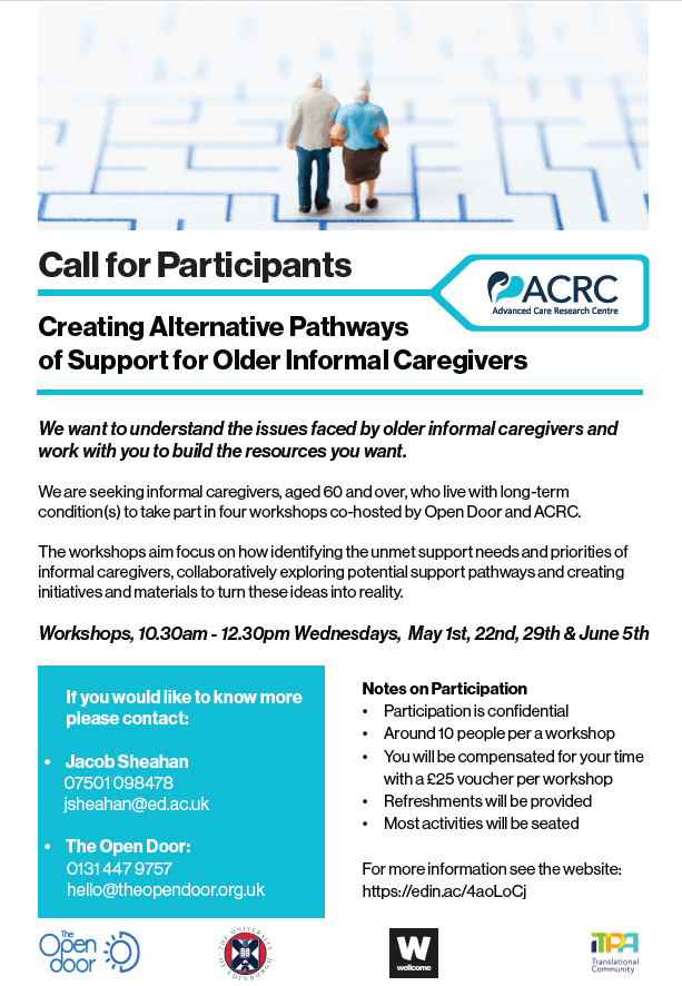 What are the issues faced by older informal caregivers and how can we build the resources they want? Researchers are seeking informal caregivers aged 60 and over who live with long-term condition(s) to take part in four workshops. Find out more: edin.ac/4aoLoCj